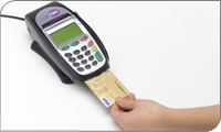 A chip card being inserted into a reader