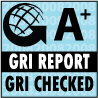 A+ Logo. GRI Report GRI Checked