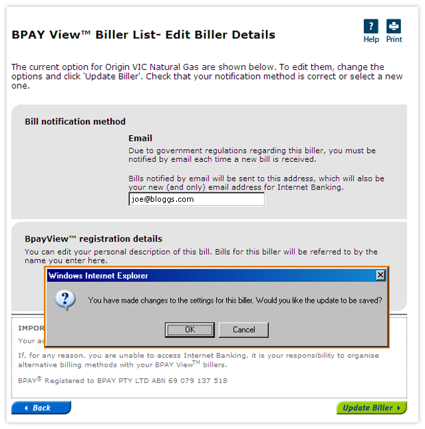 Edit A BPAY View Biller | ANZ Internet Banking Help